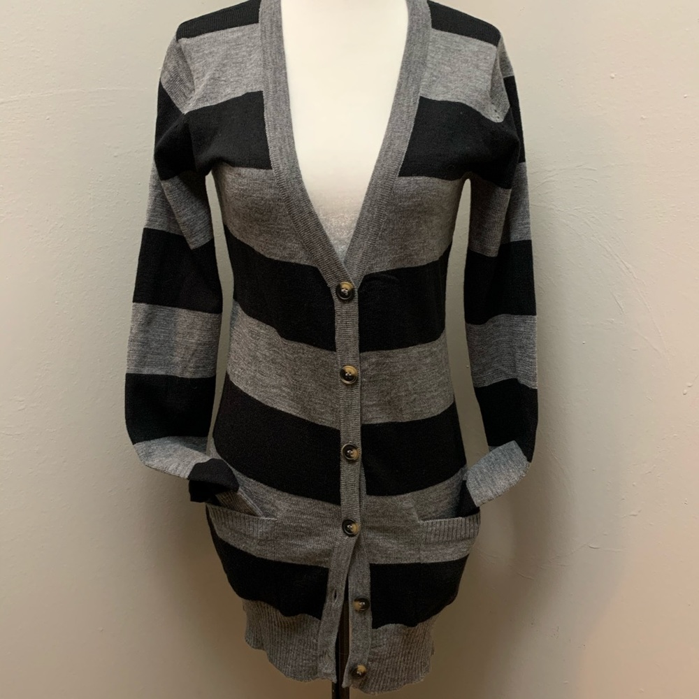 BLUENOTES | NWT Grey and Black Stripe Cardigan